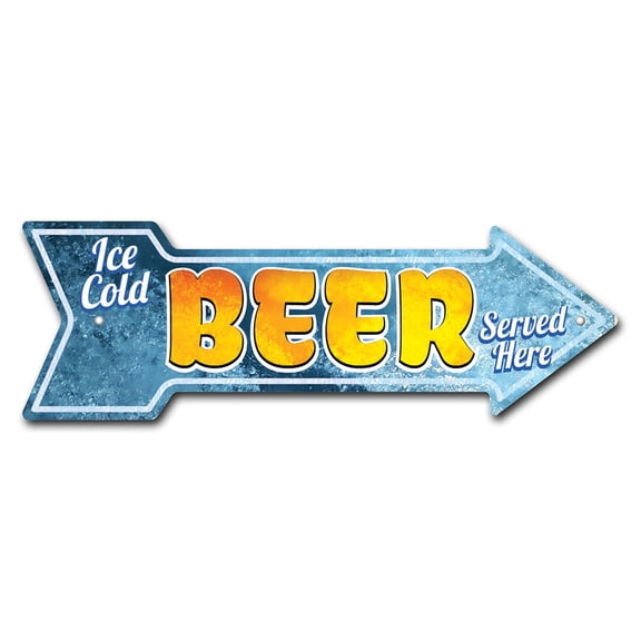 SignMission P-ARROW-999810 6 x 18 in. Wide Ice Cold Beer 2 Arrow Sign