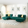 thumbnail image 3 of Marigold Green Velvet U-Shaped Double Chaise Sectional Sofa Gold or Silver Legs, 3 of 7