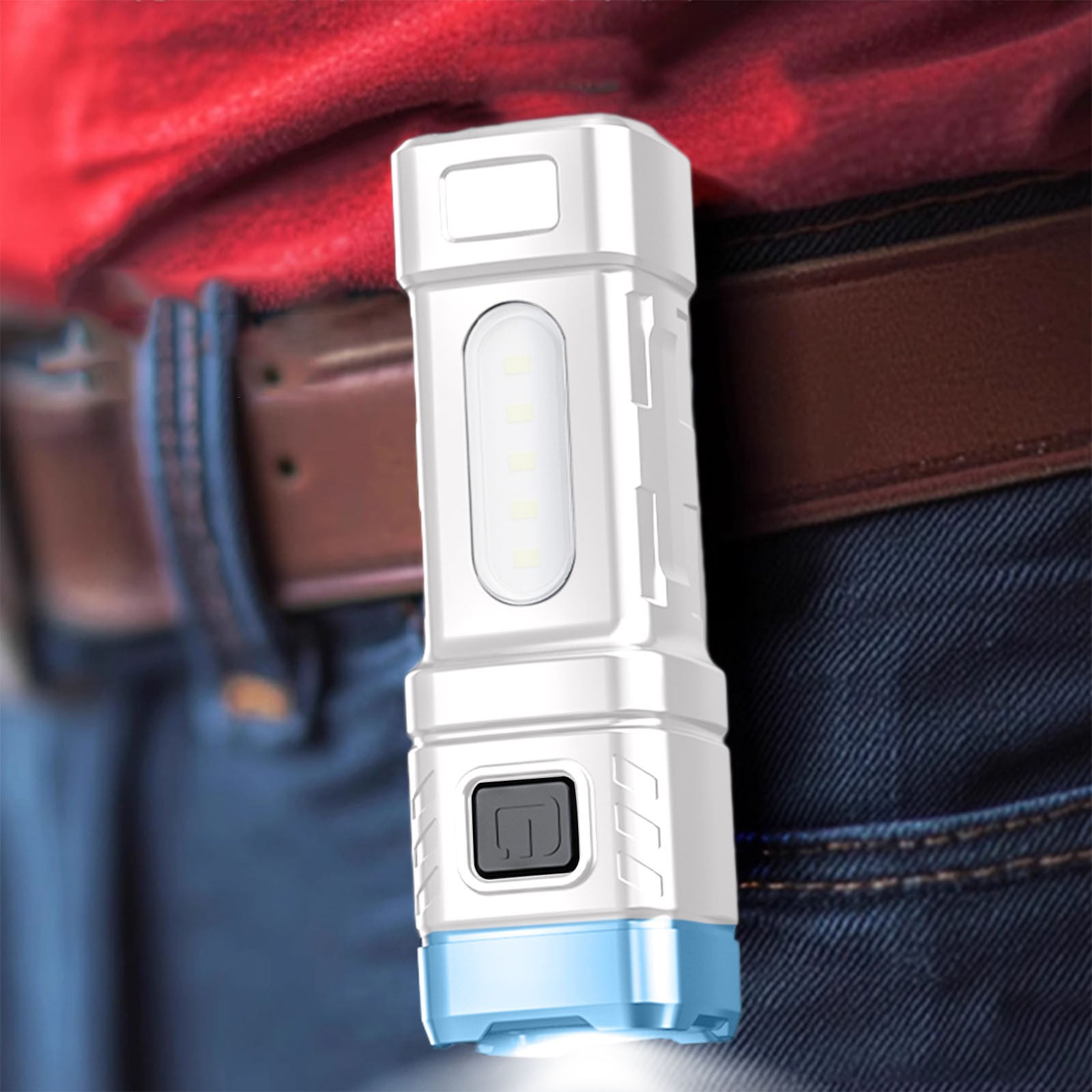 White Rechargeable Led Flashlight High Brightness Cob Light Source With Adjustable Focus For Outdoor Activities Nighttime Safety Emergency Use #A2rr5