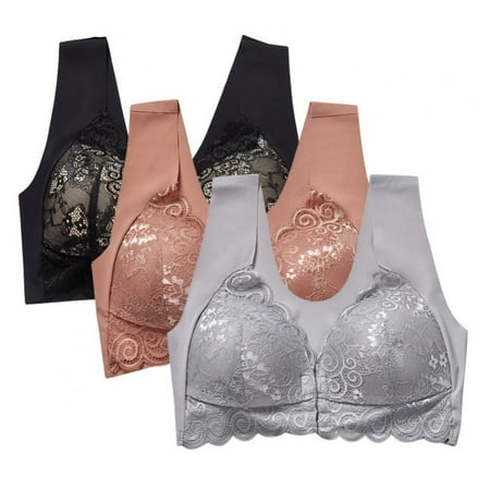 

U-shape Back Thin Bralette Women Thin Section Nursing Bra Front Closure Bra 3/4 Cup Bra Push up Bra Floral Lace Bra Padded Wire Free Bra Vest Type Gather Underwear 3pcs