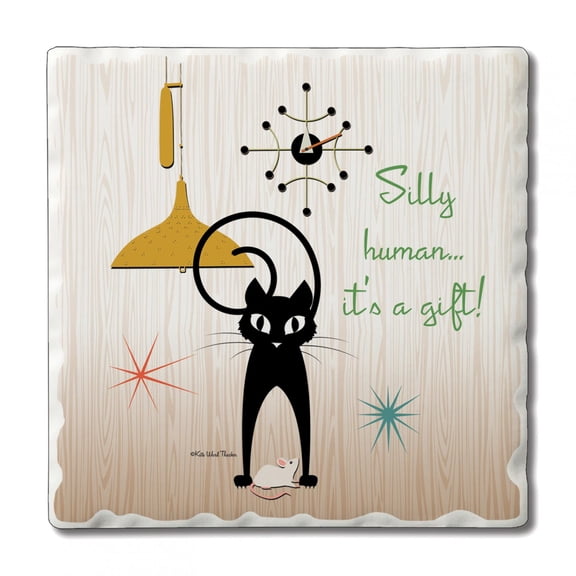 CounterArt "Silly Human" Single Absorbent Stone Tumbled Tile Coaster