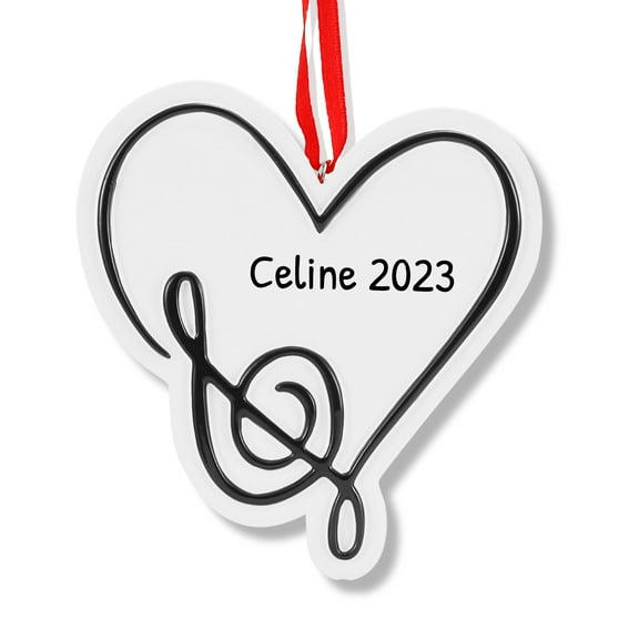 Ornaments by Elves Personalized G Clef Heart Christmas Tree Ornament 2024