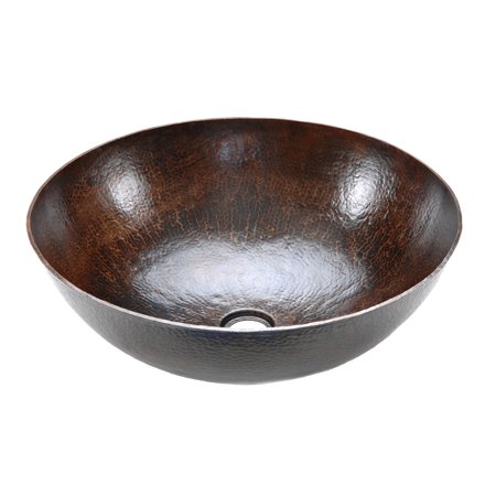 Antique Copper Hammered Vessel Sink - Premier Copper Products VRBDB Round Vessel Hammered Copper Sink