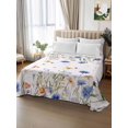 thumbnail image 3 of Full Size Flat Sheet Only, Spring Floral Soft Brushed Microfiber Bed Sheets, Elegant Butterfly Summer Botanical Hotel Quality Breathable Bedding Top Sheet, Easy Care, 81"x96", 3 of 9