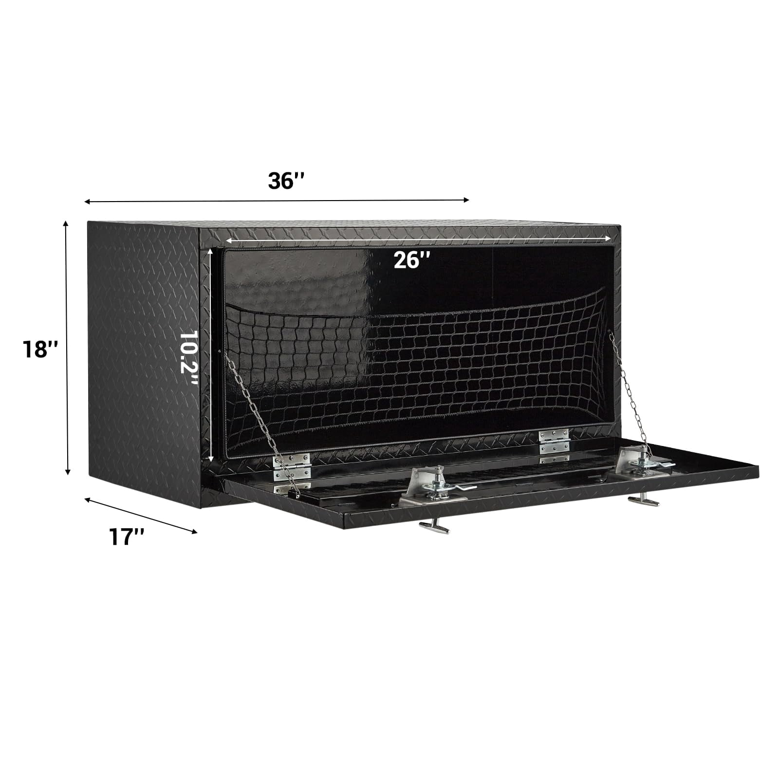 DSstyles Underbody Truck Box,36"x18"x17"Pickup Storage Box,Heavy Duty Aluminum Diamond Plate Tool Box with Lock and Keys,Waterproof Trailer Storage Box with T-Handle for Truck,Van,Trailer