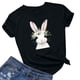 thumbnail image 2 of Pantalones Cortos para las Mujeres Sexy Pascua Moda Impresión Cuello Redondo Tee, Poliéster Ligero Casual Top para Primavera Verano Diario, Blusa de Suéter, 2 of 4