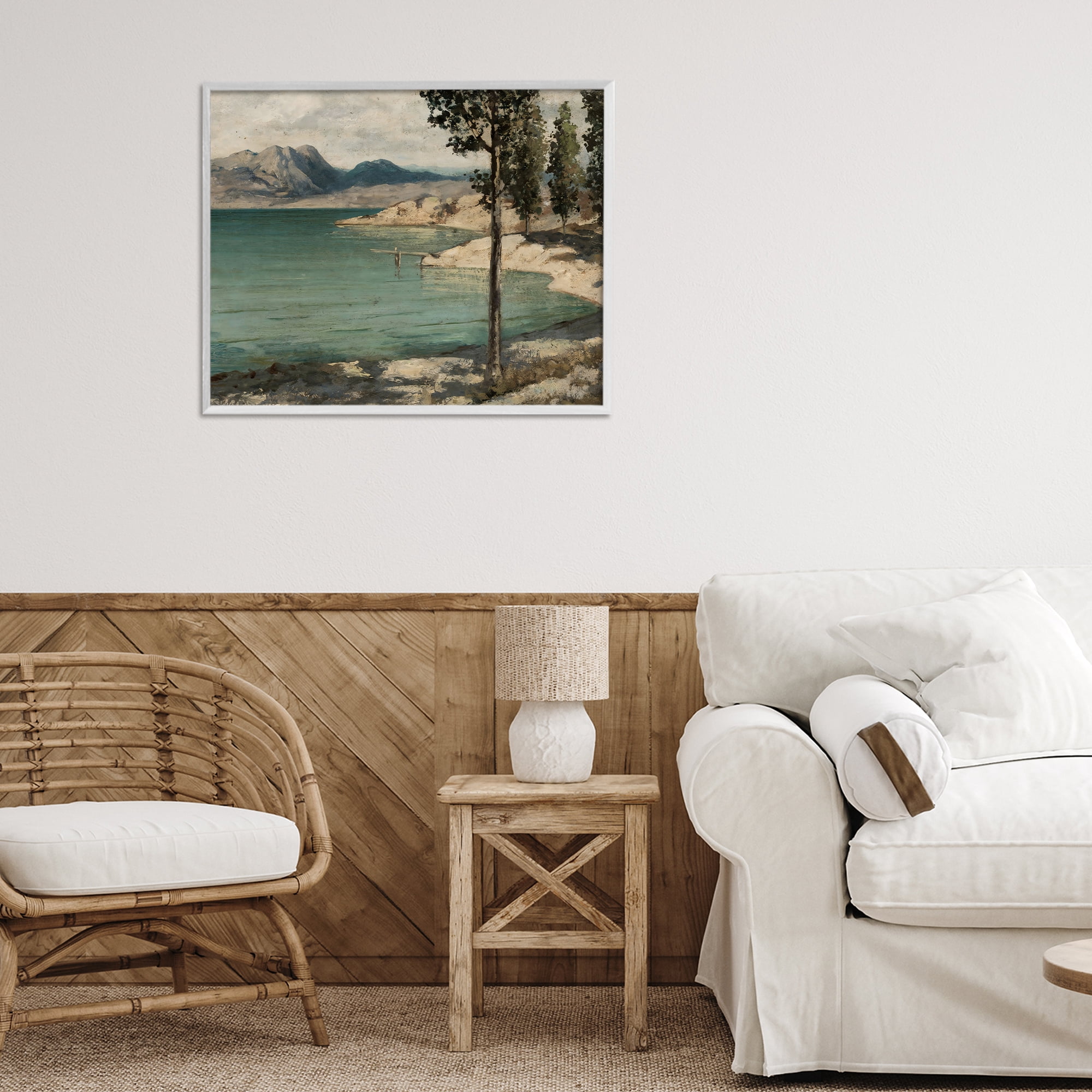 Stupell Industries Tranquil Shore with Trees White Framed Giclee Art, design by Arlington Prints