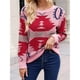 thumbnail image 4 of Suéter de Larga con Cuello Redondo para Mujer, Moda Otoño-Invierno, Jersey de Jacquard con Contraste de Colores, Suéter Navideño Rosa L, 4 of 5