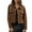 Brown, variant on HOWPAY Womens Barn Jacket Cropped Button down Lapel Collar Long Sleeve Coats Vintage Solid Color Casual Outerwear with Pockets Fall Winter Clothes Army Green L