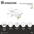 thumbnail image 4 of Aqua Eden VCT7D653129B7 61-Inch Cast Iron Oval Single Slipper Clawfoot Tub (7-Inch Faucet Drillings) in White/Brushed Brass, 4 of 5