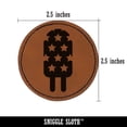 thumbnail image 2 of Patriotic Summer Popsicle Ice Cream July 4th 2.5" Faux Leather Round Engraved Iron-On Patch - Brown, 2 of 6