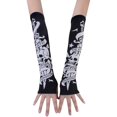 thumbnail image 4 of JISEN Gants Sans Doigts pour Femmes Punk Hiver Tricotés Extensibles Doux Réchauffe-Bras Squelettes Os, 4 of 4