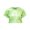 Green, variant on Dursoulink Short Sleeve Round-Neck Crop Top for Girls, Laser-Shiny Acrylic Fabric, Elastic Waist Design,露腰 Style, Four-Season Wear, Performance Outfit for Pageants and Ceremonies