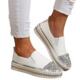 thumbnail image 3 of asddcavvf Panneau en Cuir Solide pour Femmes avec Décoration en Strass Semelle Épaisse Décontractée, 3 of 8