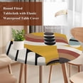 thumbnail image 5 of Medieval Round Fitted Table Cover Geometric Boho Abstract Waterproof Table Cloth with Elastic Edge Wipeable Tablecloth for Picnic Camping Party Fits 45"-54" Diameter, 5 of 8