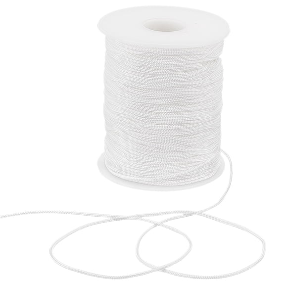 1 Roll 1.5mm x 100 Yards White Nylon Cord Satin String for Jewelry Making Rattail Macrame Trim Cord Necklace Beading Thread Ornament Lanyard Sting