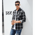 thumbnail image 6 of Puztloy Flannel Shirt Men Plaid Button Down Shirts Long Sleeve for Men Regular Fit Winter Business Work Dress Shirts with Pockets, 6 of 7