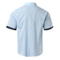 thumbnail image 6 of Mens Hawaiian Shirt Short Sleeve Holiday Button Color Contrast Lapel Top Summer Casual Comfortable Beach Shirts for Men Blue XL, 6 of 7