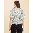 thumbnail image 4 of Moomaya Short Sleeves Sweetheart Neck Cotton Top - Women's Elegant Peplum Top, 4 of 9