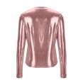 thumbnail image 6 of HongQid Metallic Shirts for Women's Sparkly Disco Party Shiny Tops Long Sleeve Round Neck Tee, 6 of 7