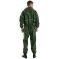 thumbnail image 2 of YONGHS Motorcycle Rain Suit For Men Women One Piece Hooded Jumpsuit Reflective Strip Waterproof Rainsuit Dark Green 3XL, 2 of 7