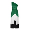 thumbnail image 2 of ZQUUVOU Women's Drawstring One Shoulder Maxi Dresses Summer Sleeveless Tie Waist Pleated Dress Green, 2 of 5