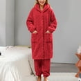 thumbnail image 2 of Tosmy Womens Pajama Sets Female Fuzzy Pajama Set Warm Long Sleeve Sleepwear Loungewear Thermal Nightwear With Pockets Loungwear, 2 of 6
