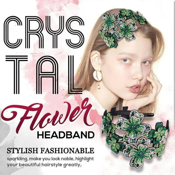 Diademas para mujer, diadema cuadrada con flores de cristal, accesorio para el cabello con cristales brillantes, pinza para el cabello.