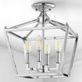thumbnail image 5 of JONATHAN Y Plains Mini Lantern 12" 4-Light Iron Modern Farmhouse Pagoda LED Semi Flush Mount Lantern, Chrome, JYL7610C, 5 of 8