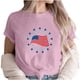 thumbnail image 2 of Top de Manga Corta Fiudx Cuello Redondo Estampado Del Día de La Independencia Informal y Elegante para Mujer, 2 of 3
