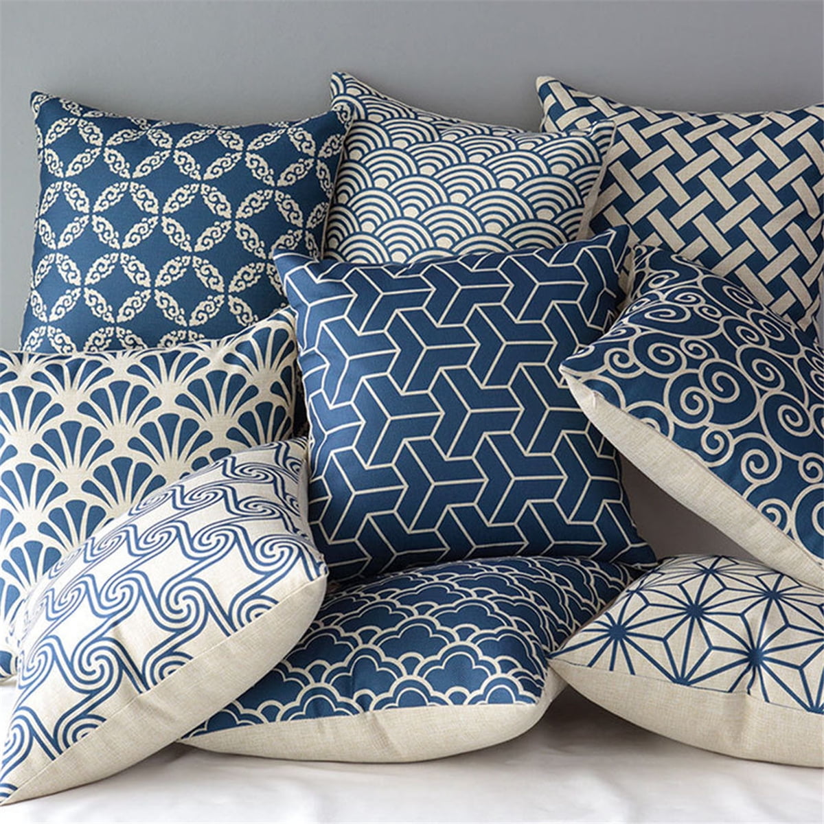 18'' Geometric print Cotton Linen Pillow Case Cushion Cover Sofa Home Decor 