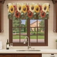 thumbnail image 6 of Summer Sunflowers Curtain Valances for Windows, Kitchen Valance Window Treatments Panel 2 Pack, Vintage Oil Painting Red Yellow Floral Rod Pocket Short Curtains for Bathroom Bedroom 42 x 12 Inch, 6 of 8