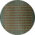 thumbnail image 1 of Ahgly Company Machine Washable Indoor Round Oriental Turquoise Blue Industrial Area Rugs, 6' Round, 1 of 4
