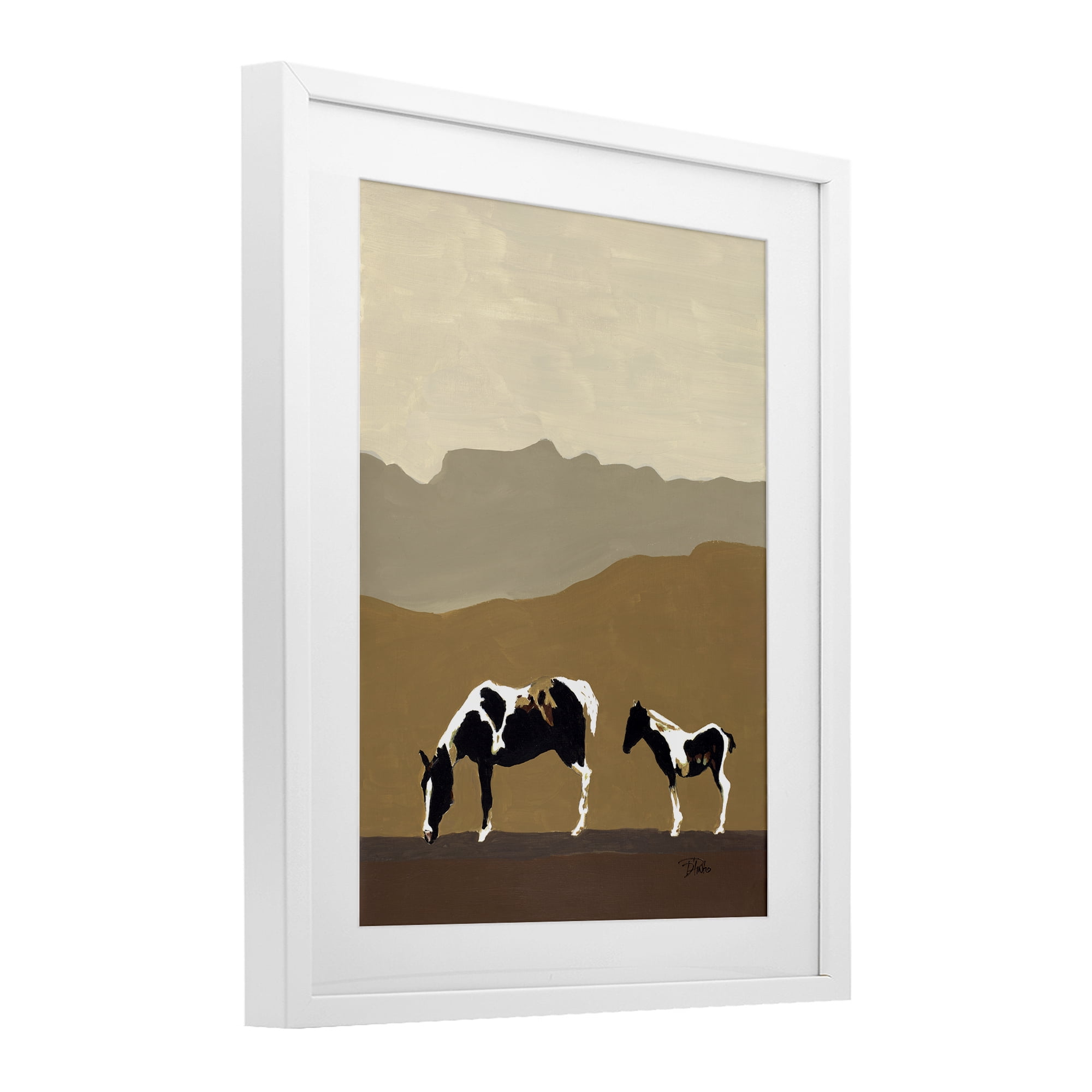 Stupell Industries Modern Mountains Horses White Framed Print Under Glass, design by Patricia Pinto