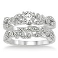 thumbnail image 2 of 1.00 Carat Antique Flower Bridal Set with Round Cut Diamond in 10k White Gold, 2 of 3