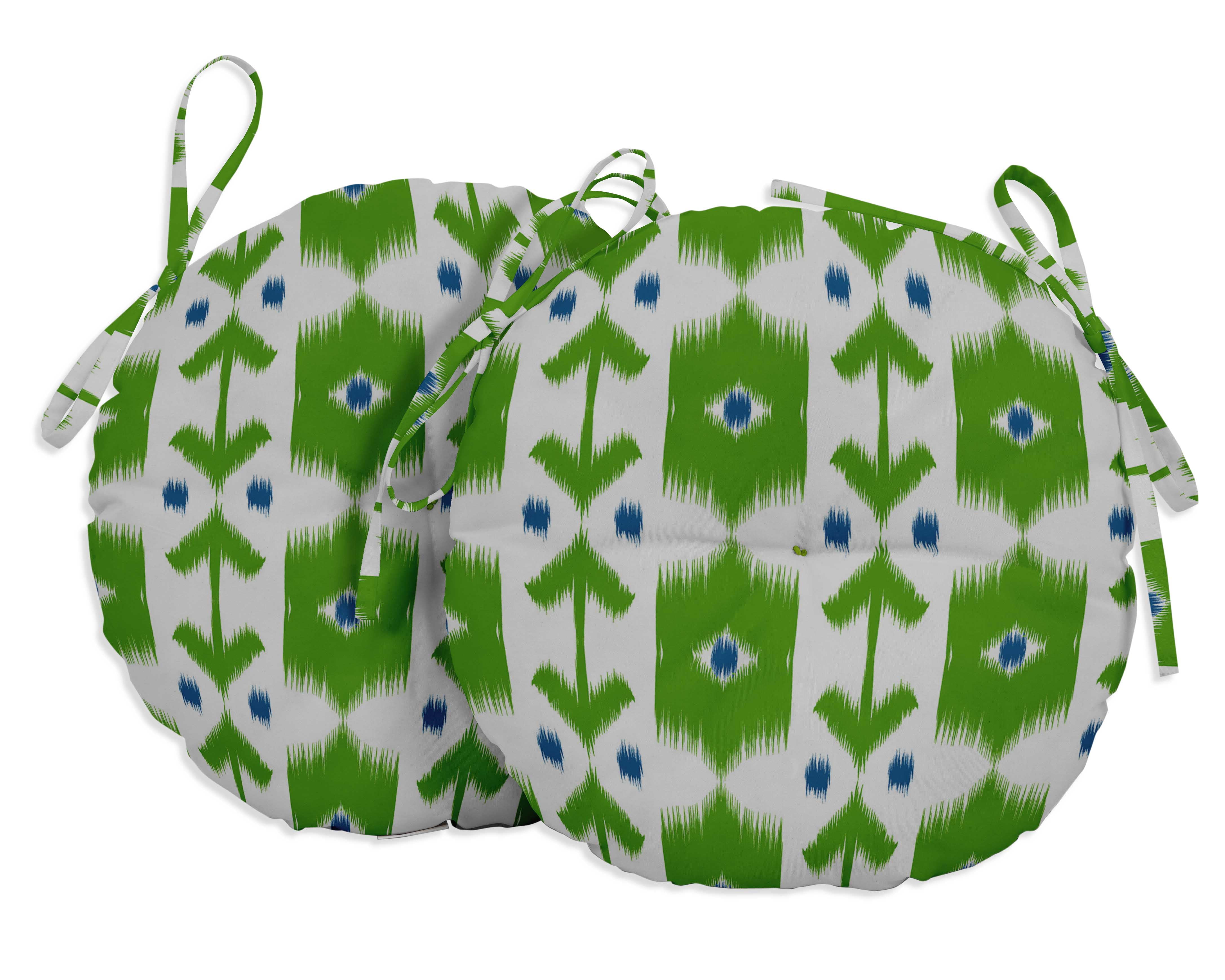 Vargottam Indoor/Outdoor Round Bistro Chair Cushions Block Print 15