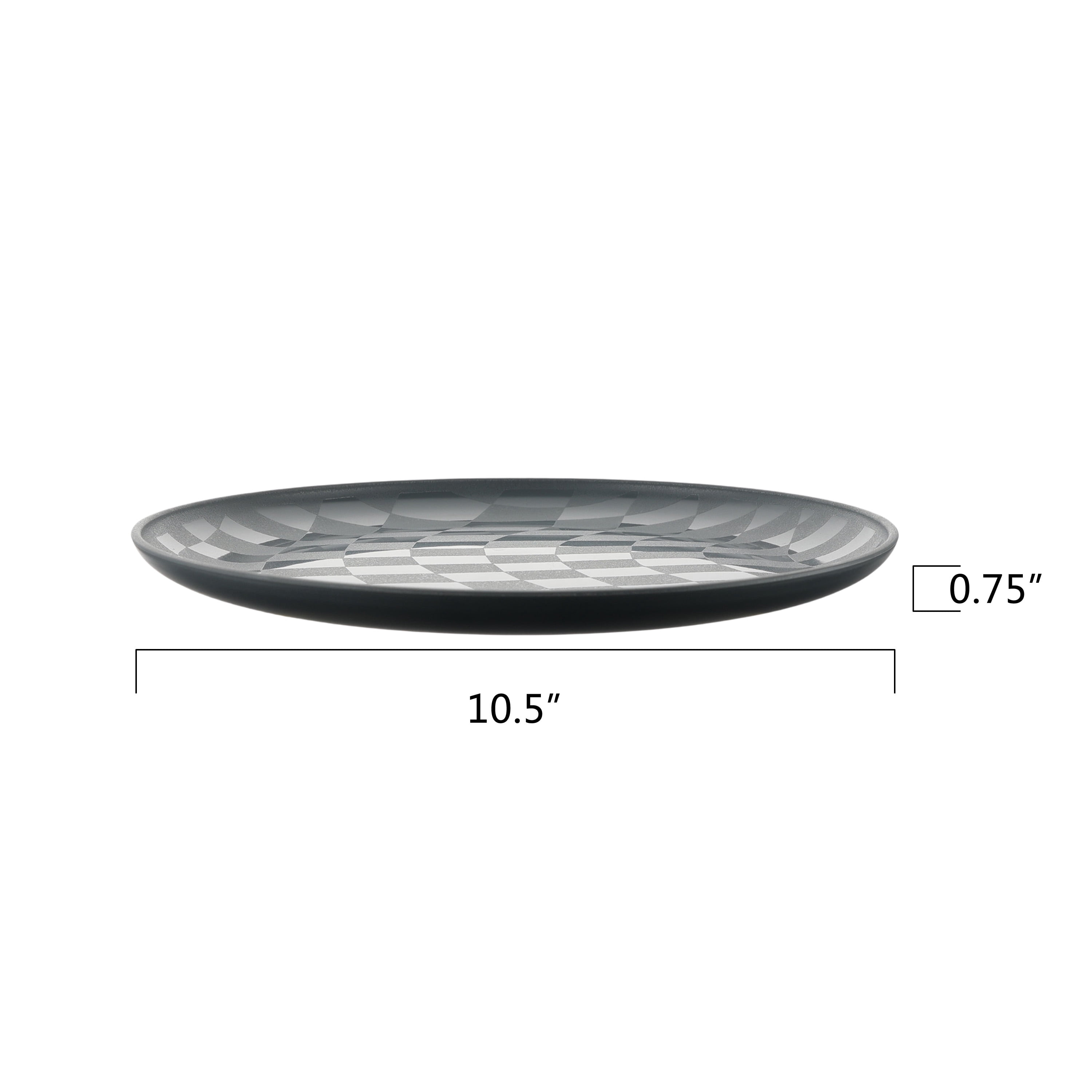 Mainstays 30-Piece Plastic Check Pattern Dinnerware Bundle Set, Grey