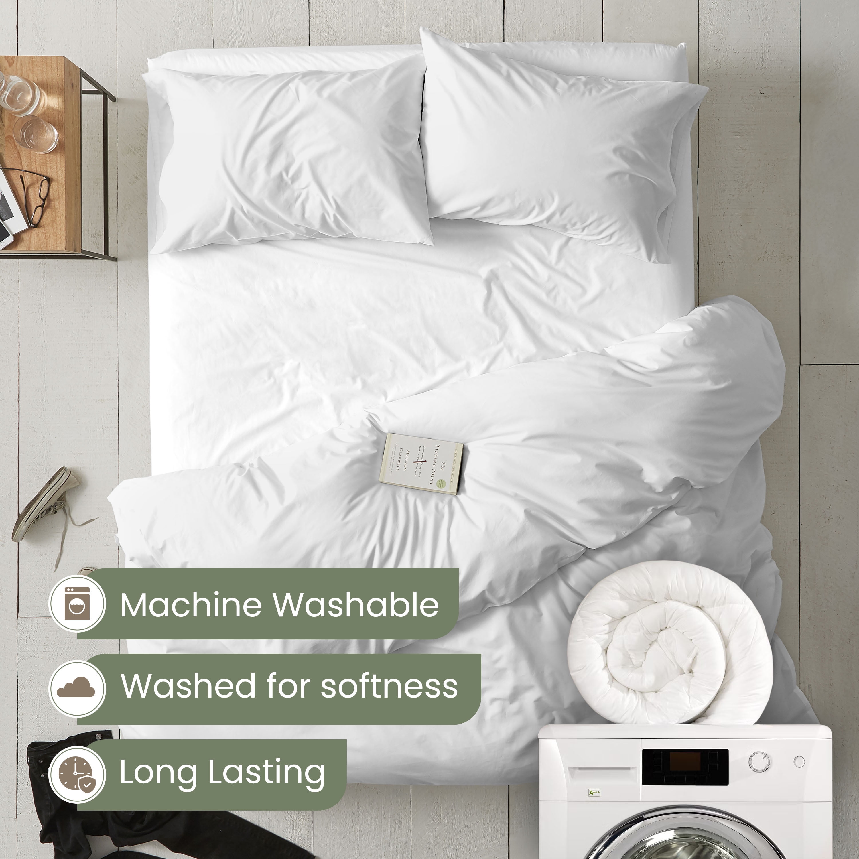 Martex EcoPure 3-Piece Organic Cotton White Solid Comforter Set, King – Comfort Wash