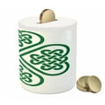 thumbnail image 3 of Celtic Piggy Bank, Monochrome 4 Leaf Clover Flower Shaped Timeless Celtic Form Gaelic, Ceramic Coin Bank Money Box for Cash Saving, 3.6" X 3.2", Green White, by Ambesonne, 3 of 4