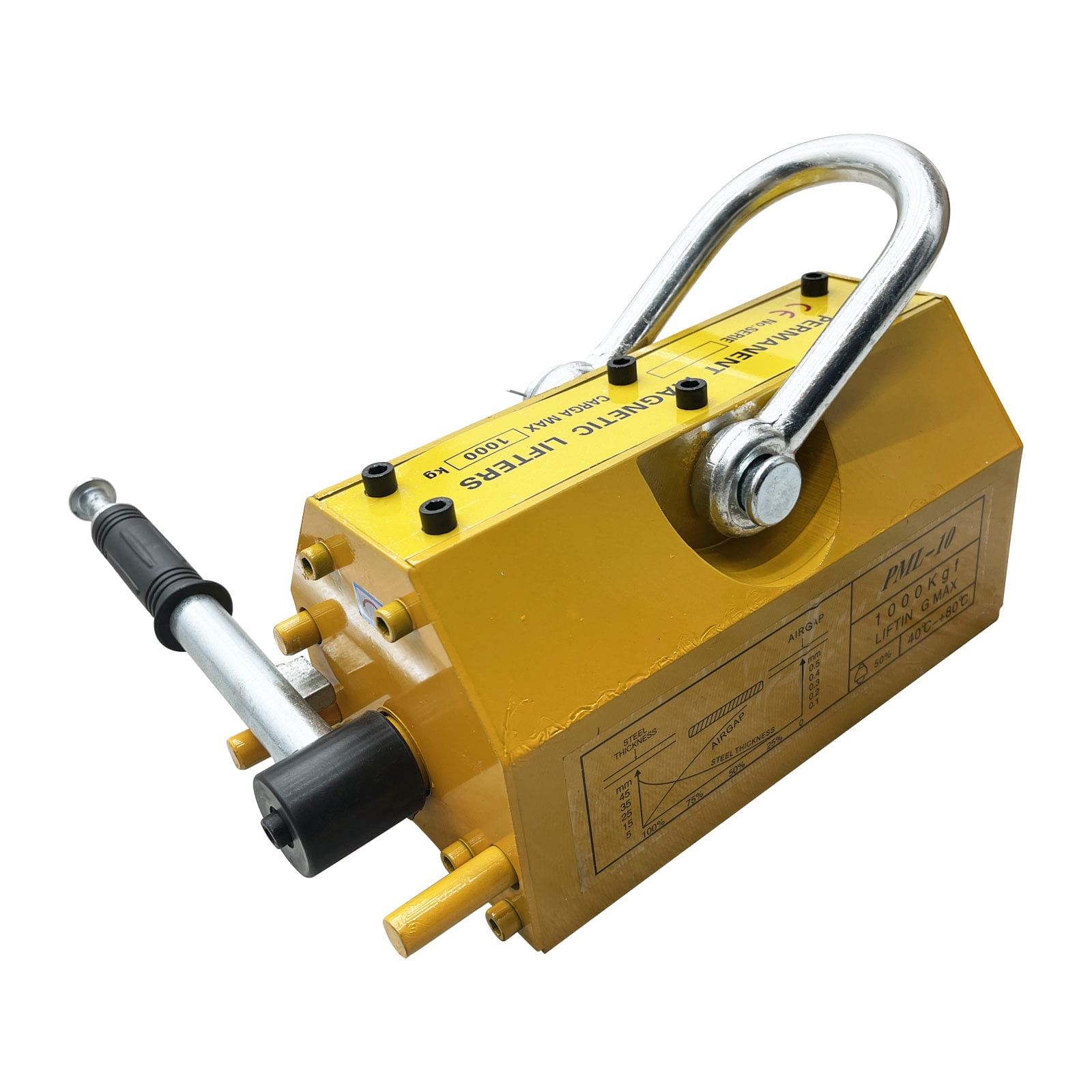 2200lbs Permanent Magnetic Lifter Metal Lifting Magnet Shop Hoist Crane with Handle Neodymium Magnetic