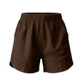 thumbnail image 4 of Neewe Womens Cotton Loose Casual Shorts Summer Plain Elastic Waist Comfy Shorts with Pockets, 4 of 7