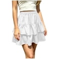 thumbnail image 6 of Hduncf Flowy Skirt Dress for Women Boho Ruffled Tiered Skorts Casual High Waist Mini Skirts Tennis Golf Comfy Skirts Fashion White XL, 6 of 6