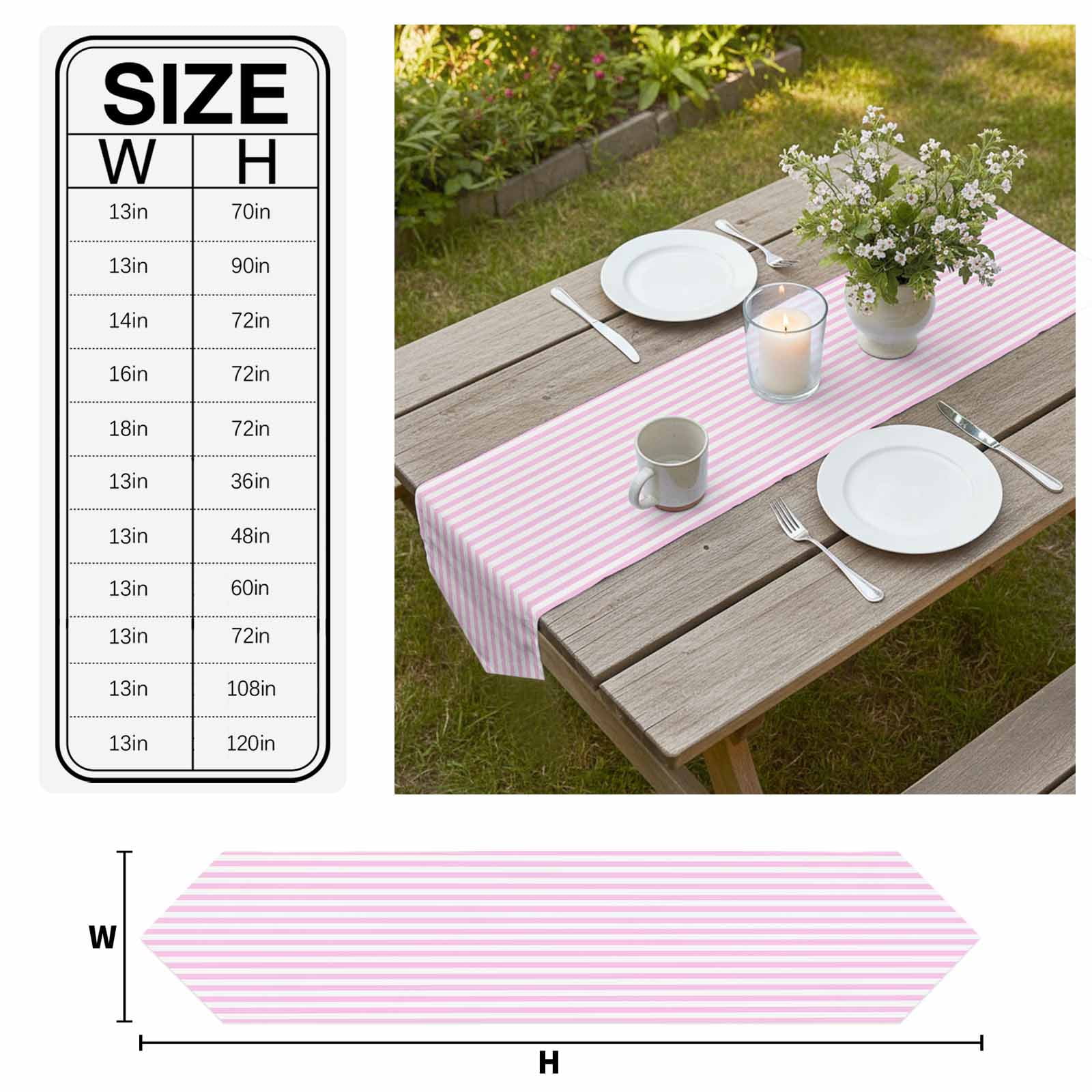 Pink White Stripe Table Runner Linen Burlap Table Runner 70 Inches Long Modern Minimalist Geometric Striped Dresser Scarves for Kitchen Island Coffee Dining Room Party Wedding Holiday Decor 13"x70"