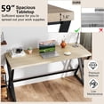 thumbnail image 3 of YYAo 59Inch Gaming Desk with Heavy-duty Metal Frame and Crossbar, Computer Desk for Home Office, Living Room, Study Room, Bedroom, Gray, 3 of 7