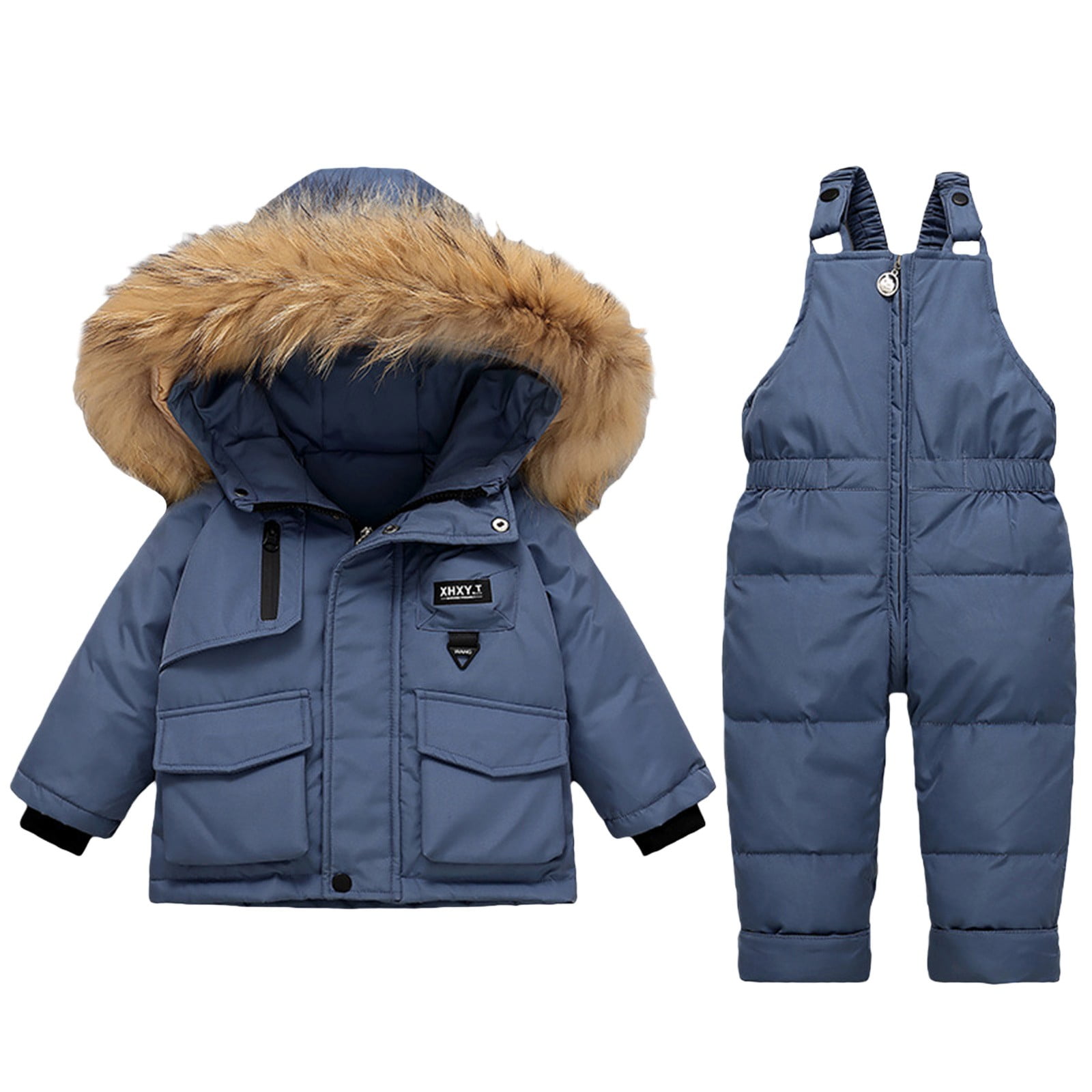 Toddler Baby Boys Girls Snowsuit 2 Piece Outfits Bib Sno𝐰 Pants and Ski Jacket Winter Windproof Outdoor Snowboarding Ski Suit