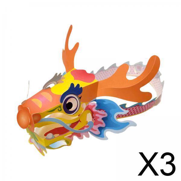 3 Sombreros De Dragón Chino, Adorno Para Disfraz, Tocados, Festivales De Linternas, Tocados De Papel, Estilo B