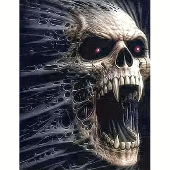 DIY 5D Diamond Painting By Number Kits Full Round Drill Horror Characters Horror Skeleton Art Rhinestone Embroidery Cross Stitch Craft for Home Wall Decoration