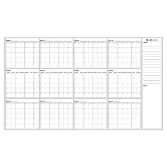 Large Dry Erase Calendar for Wall – Yearly Wall Calendar Dry Erase, 34" x 58", 12-Month Undated Blank Calendar Planner, Reusable Laminated Task Organizer with Note, Great for Office, Classroom, Home