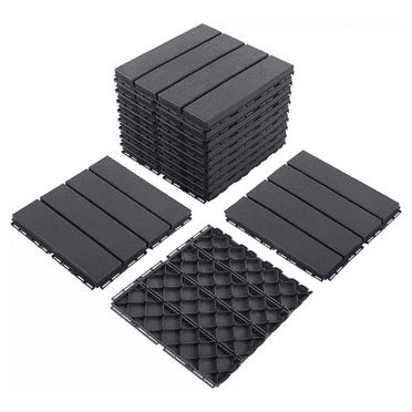 Domi Patio Deck Tiles, Outdoor Flooring, 9 Pcs One, dark Grey