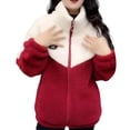 thumbnail image 2 of Joernso Women's Fuzzy Fleece Jacket Zip Up Stand Collar Sherpa Coat Fall Winter Color Block Warm Outerwear with Pockets, 2 of 8